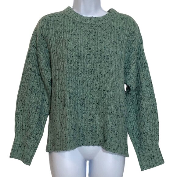 2 Loft Womens Ribbed Knit Sweater Bundle SZ M Speckled Green/Beige Acrylic Blend - Picture 2 of 4